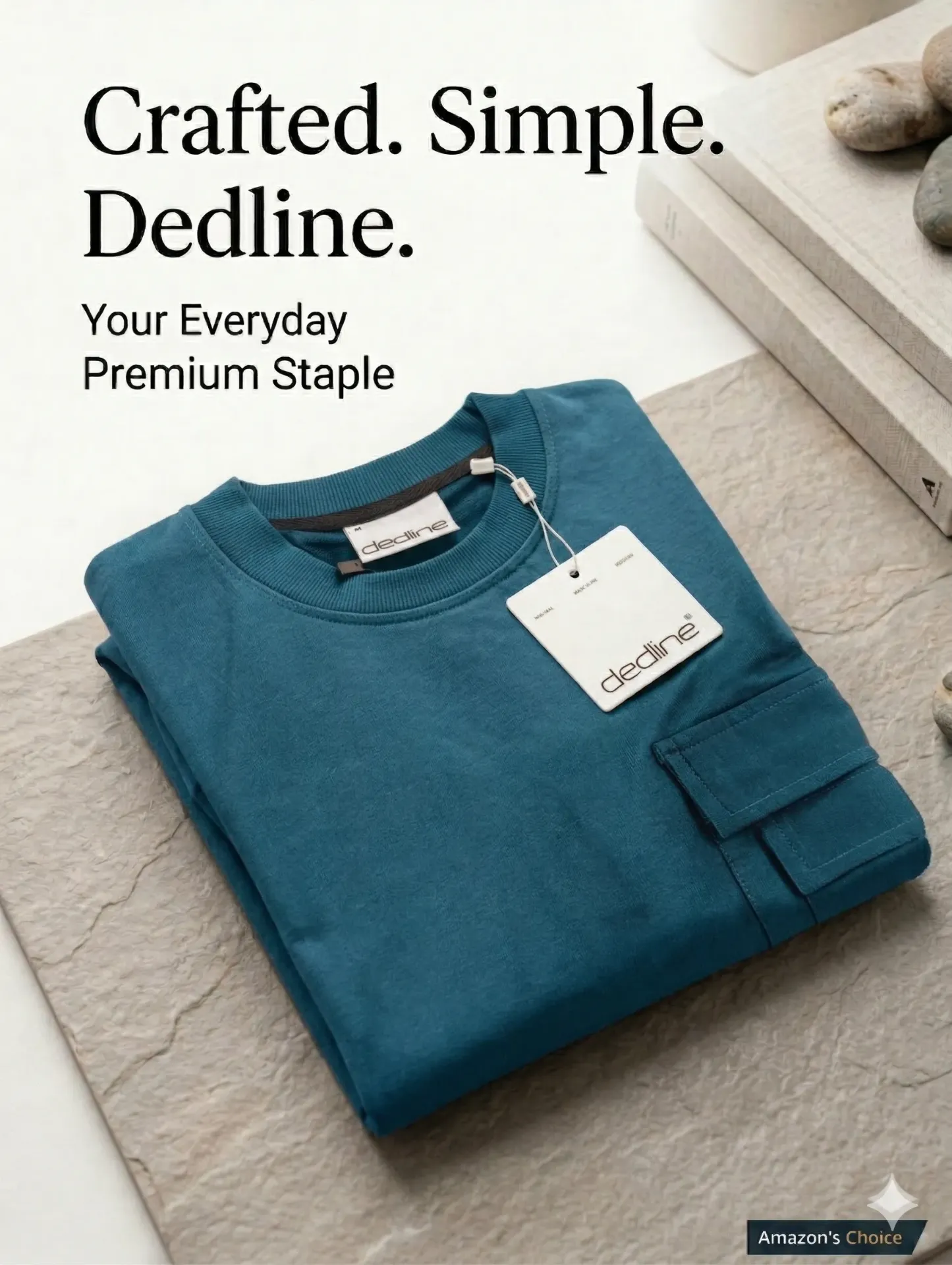 Dedline Men's Teal Blue Oversized Utility Cargo T-Shirt - Sold by Reyneon