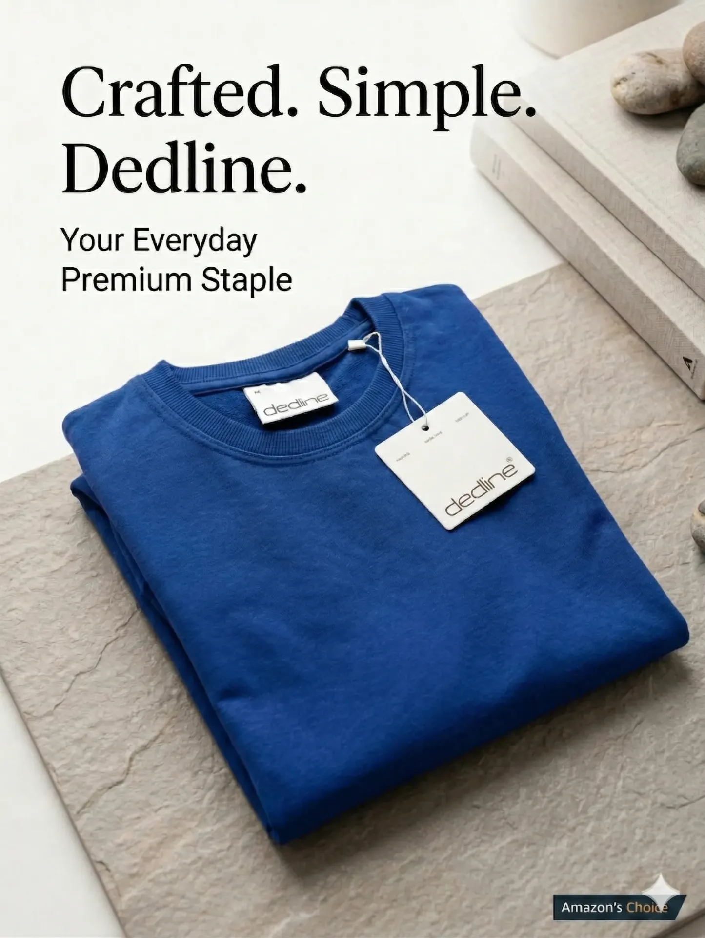 Dedline Men's Royal Blue Heavyweight Streetwear T-Shirt - Sold by Reyneon