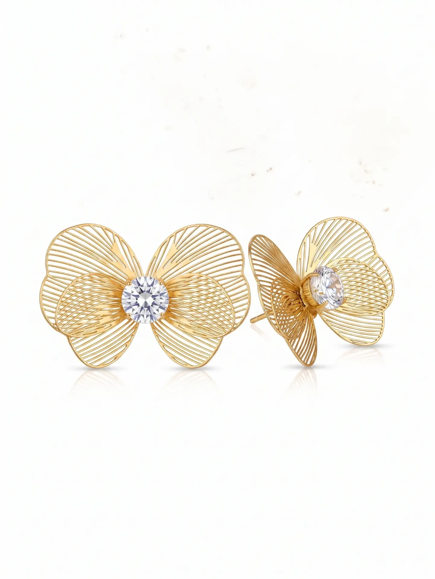Gold-Tone Butterfly Stud Earring with Crystal Centre for women and girls, Modern earring and studs for women.