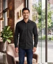 Men's Black Solid Cotton Casual Shirt | Plain Full Sleeve Slim Fit Black Shirt for Men | Modern and Trendy Formal Shirt for Men - Sold by Reyneon